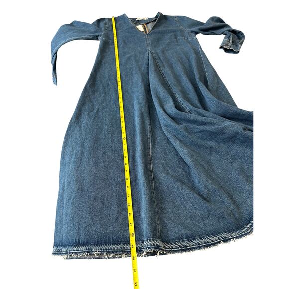 NWT ZARA The Tilda Denim Dress Size L Retro V Neck MIDI Jean - Picture 8 of 9